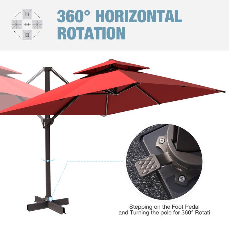 VredHom Outdoor Patio 10 x 13 FT Cantilever Umbrella Double Top