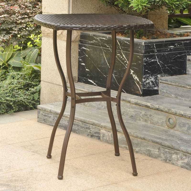 Valencia Resin Wicker/Steel Bar-height Patio Bistro Table - Chocolate