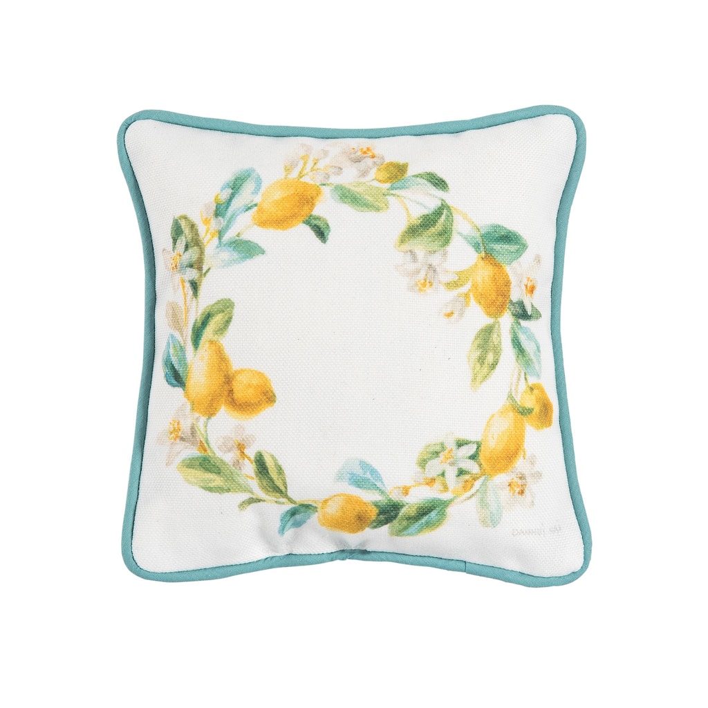 8" x 8" Lemon Wreath Petite Printed Throw Pillow