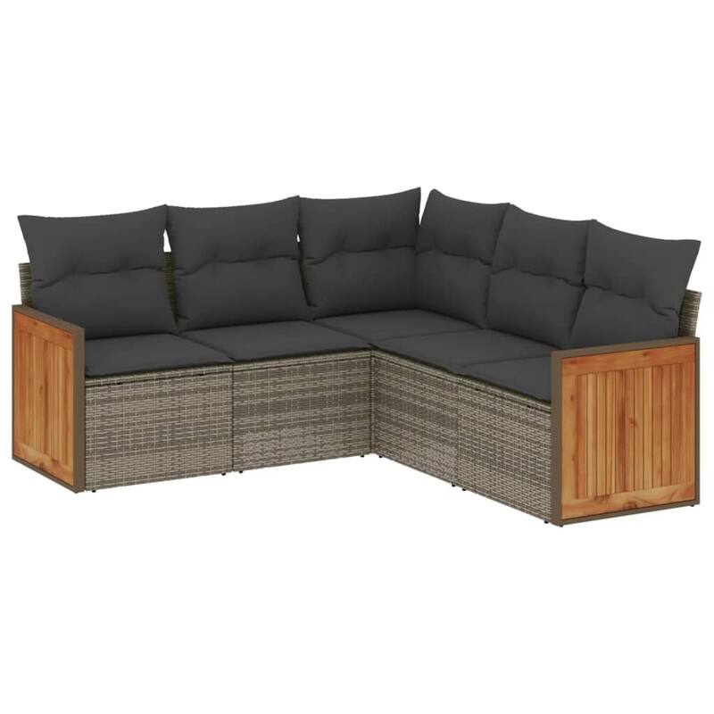 vidaXL Patio Sofa Set with Cushions Outdoor Conversation Furniture Poly Rattan