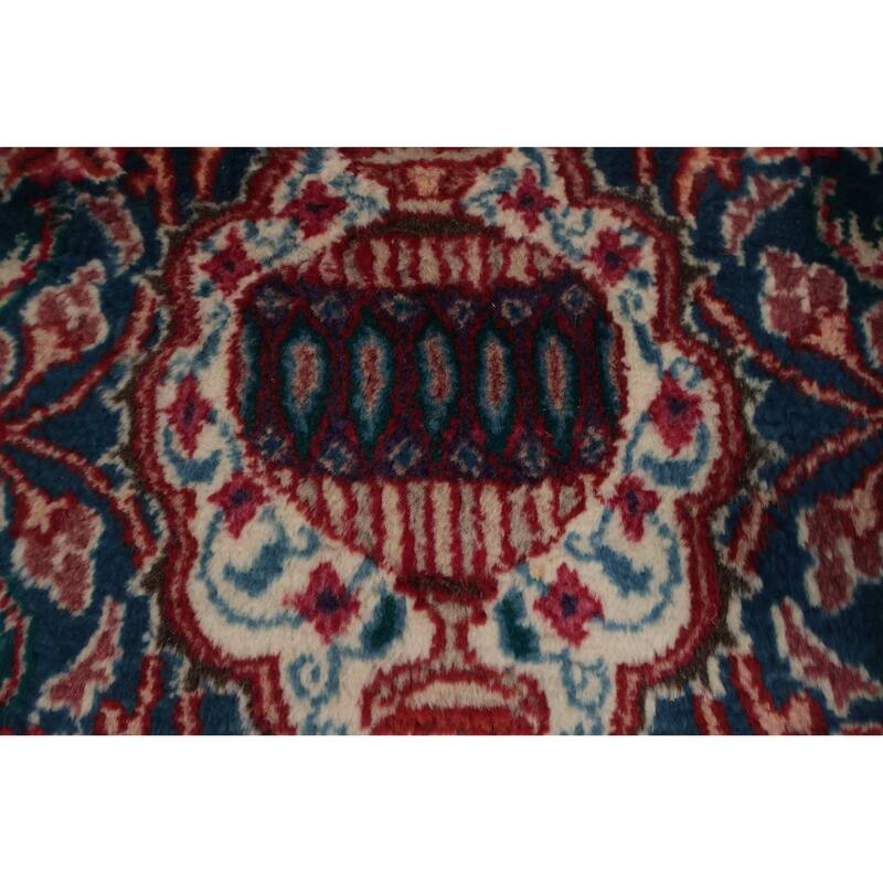Hand Knotted Oriental 100% Wool Carpet Traditional Floral Navy Blue & Blues Kashmar Area Rug - 12' 10'' X 9' 4''