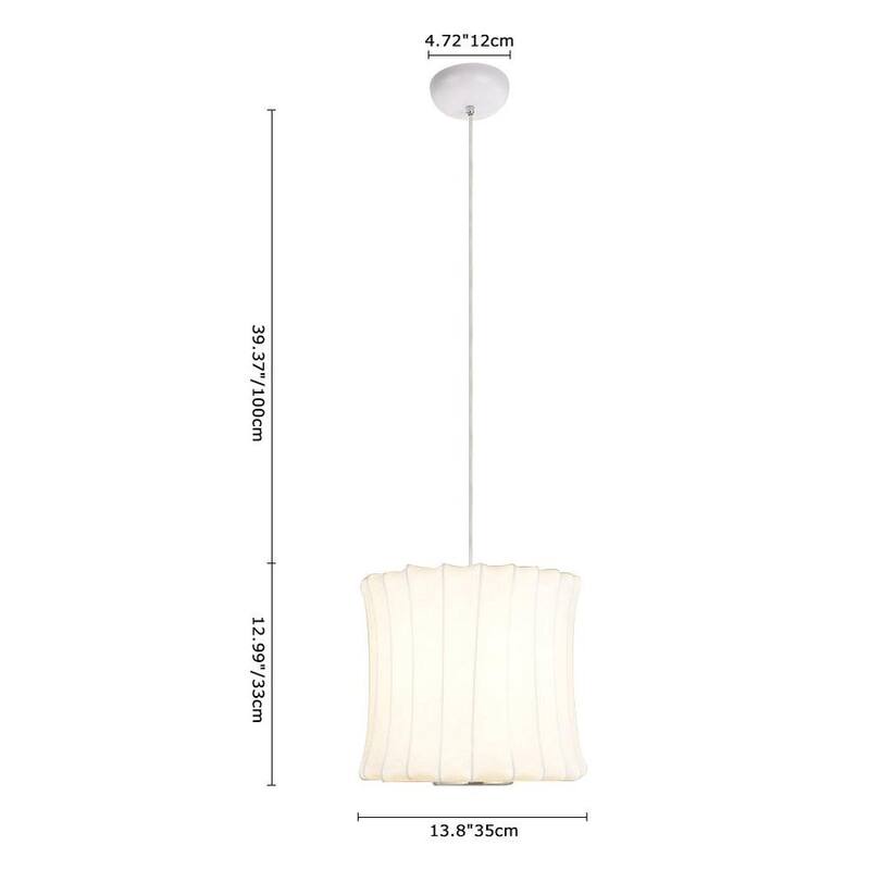 Modern Elegant 1-Light White Silk Pendant Light