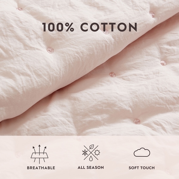 Laura Ashley Hailee Solid Pink Microfiber Quilt Set - On Sale