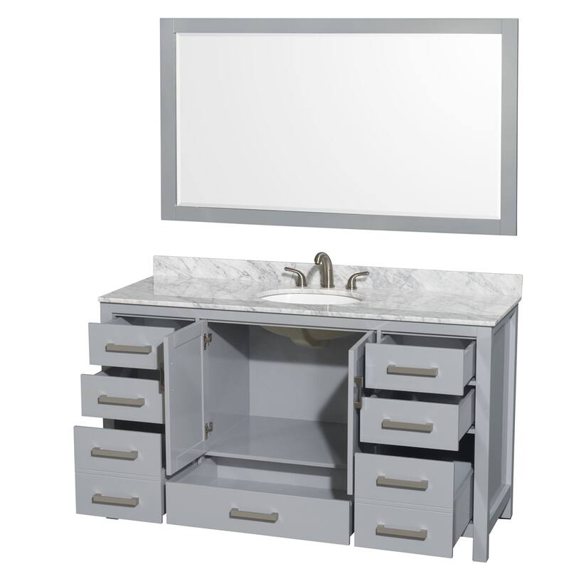 Wyndham Collection Sheffield Single Vanity Set, 58-inch Mirror