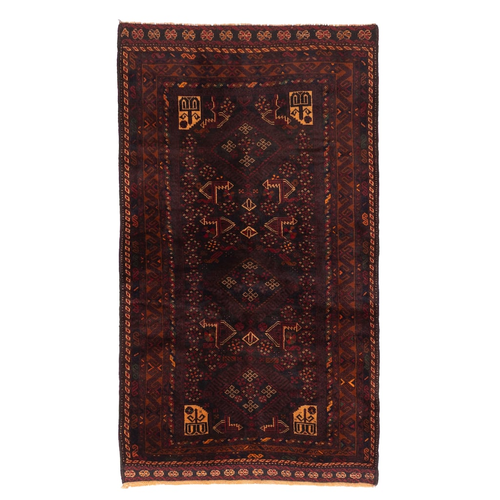 ECARPETGALLERY Hand-knotted Teimani Black, Dark Brown Wool Rug - 3'8 x 6'7