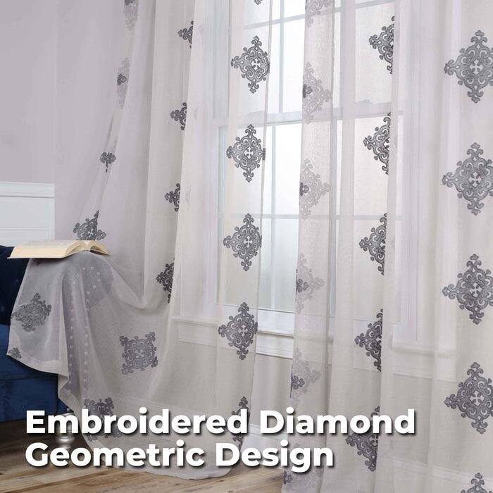 Superior Damask Grommet Sheer Window Curtain Panels (Set of 2)