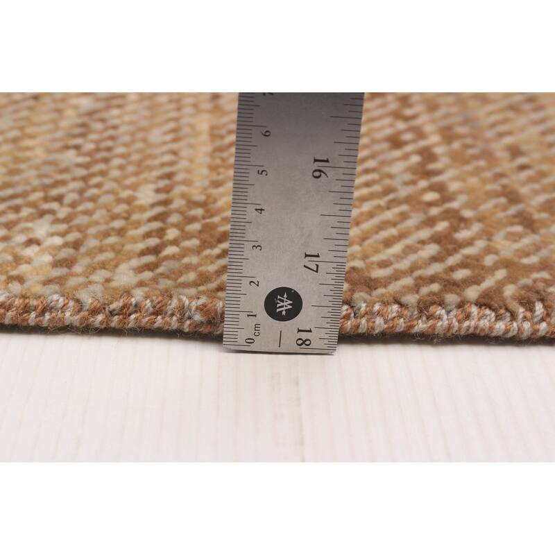 ECARPETGALLERY Hand-knotted Silk Shadow Brown Wool Rug - 9'0 x 12'1