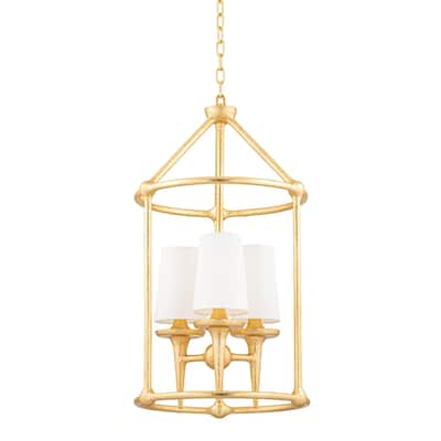 Torch 3-Light Chandelier with White Shades