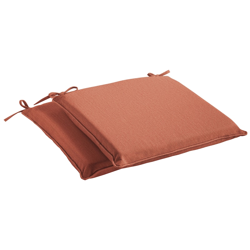 Sorra Home Sunbrella Outdoor Corded Chair Pad Set of 2 - Sunbrella - Canvas Persimmon - 19 in W x 17 in D x 2 in H