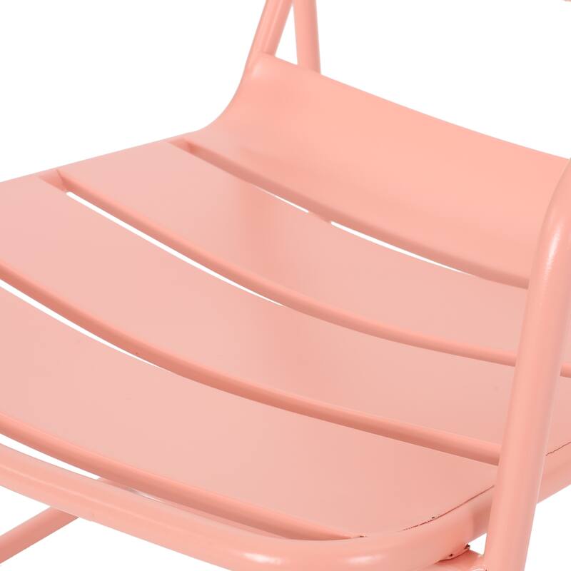 Conrad Coral Iron Outdoor Patio Chair Set of 2 with Open Slat Design 27W x 24.5D x 25.25H Inches