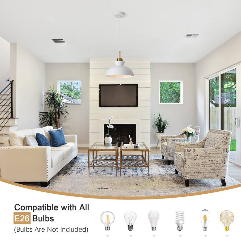 1-Light Hanging Ceiling Pendant Light Chandelier Light Fixture with Metal Shade for Kitchen Island