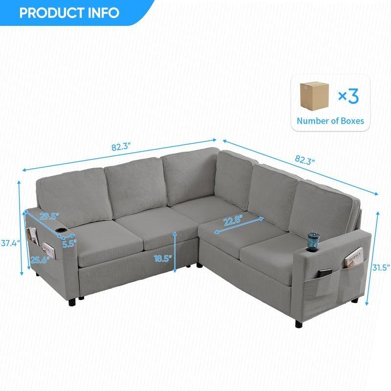 Mixoy Convertible Modular bunk combination sofa with pull out bed,L-shaped 5-seat Sectional Sleeper Sofa Bed with Storage seat