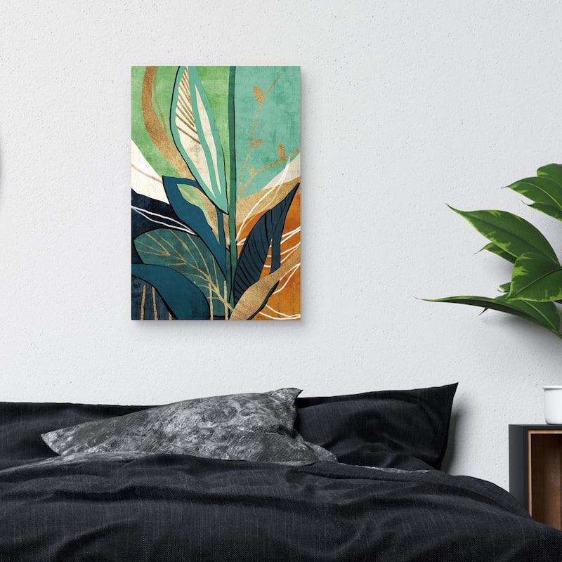 Foil Leaves Abstraction by Belle Maison Canvas Art Print
