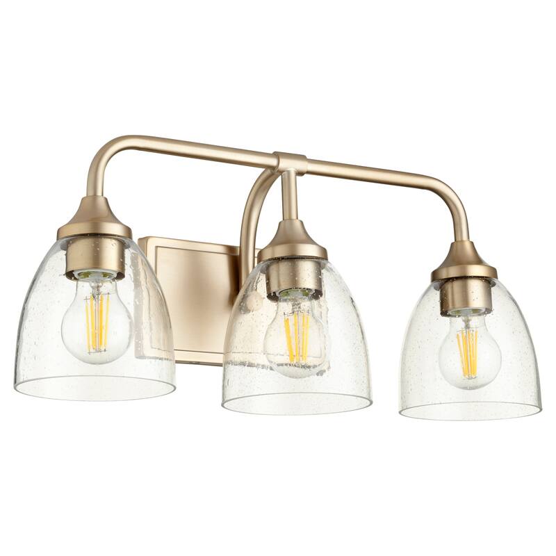 Quorum International Enclave 3 Light 19" Wide Vanity Light - Aged Brass / Clear Seeded