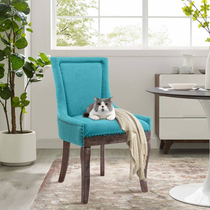 Traditional Tufted Ultra Upholstered Wingback Dining Chair Set of 4 - Blue