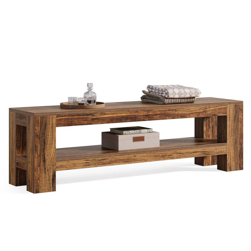 Farmhouse Wooden Entryway Bench, 59" Indoor Console Shoe Bench