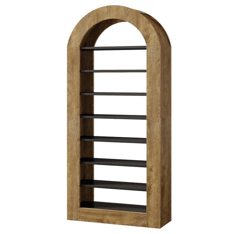 70.9" Tall Arched Bookcase, 8-tier Modern Bookshelf for Living Room - 11.81" D x 31.5" W x 70.9" H