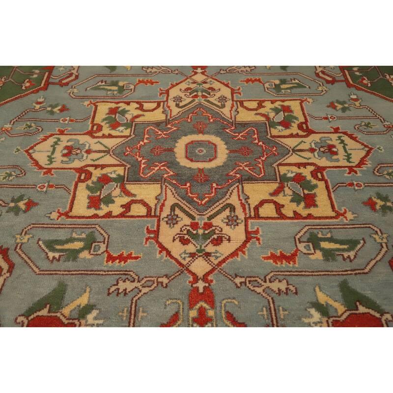 Hand Knotted Oriental 100% Wool Carpet Transitional All-Over Greys & Charcoal Oushak Area Rug - 12' 0'' X 8' 9''