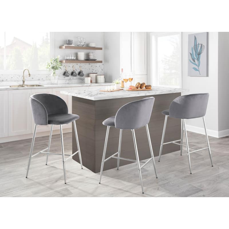 Silver Orchid Harding Velvet Counter Stool (Set of 2)