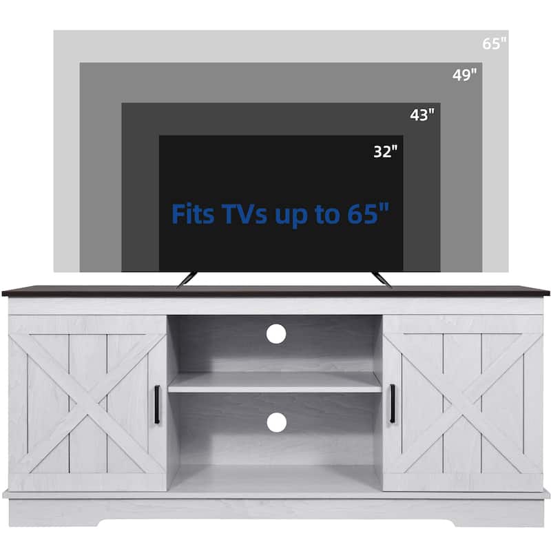 Farmhouse TV Stand for 65 Inch TV Media Console Entertainment Center Rustic Barn Doors