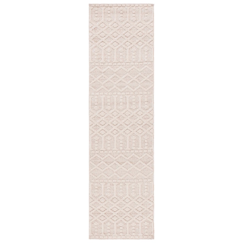SAFAVIEH Global Zeni Indoor/ Outdoor Moroccan Boho Rug - 2'2" x 8' Runner - Beige/Ivory