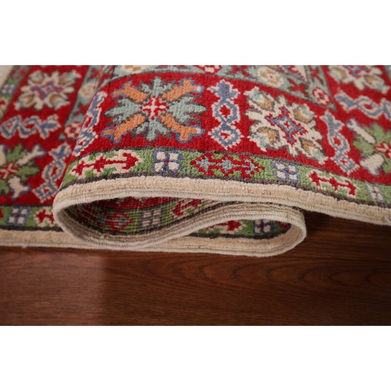 Ivory Kazak Oriental Accent Rug Hand-Knotted Wool Carpet - 2'7" x 3'11"