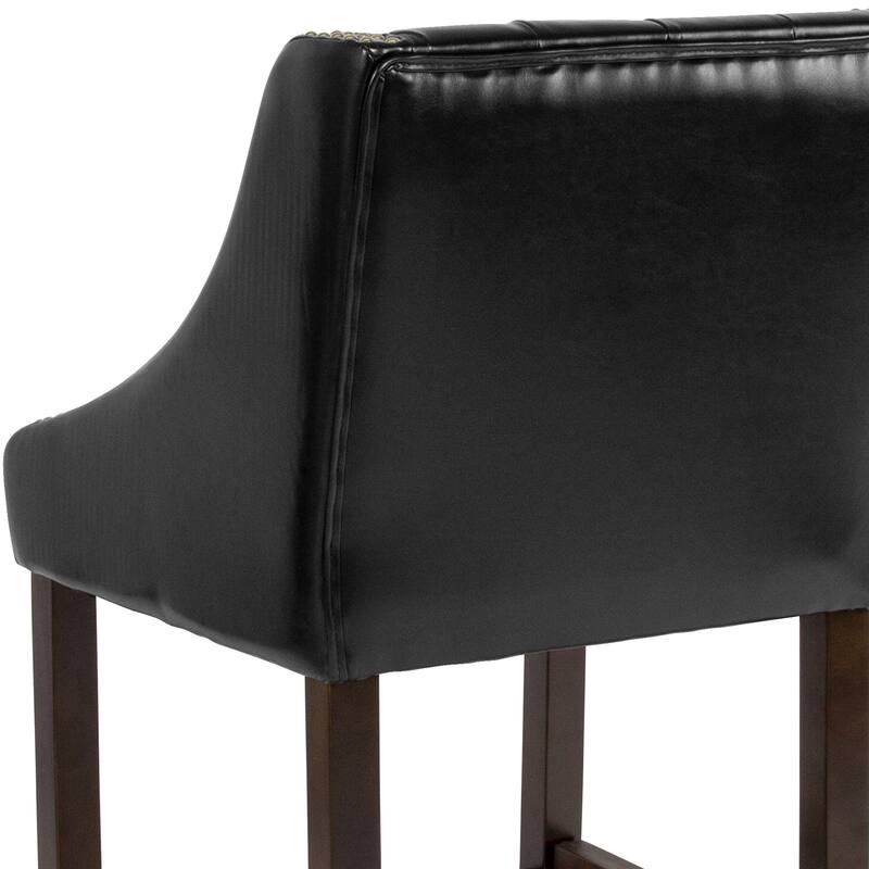 Transitional Tufted Upholstered/Walnut Finish Counter Stool (Set of 2)