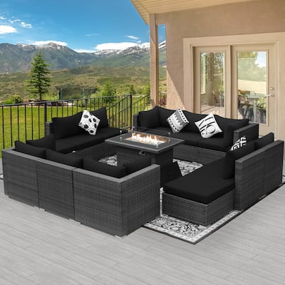 FINCATI 13 Piece Outdoor Patio Conversation Set with 43 Inch Fire Pit