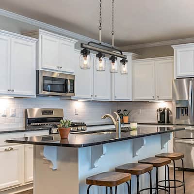 Modern Farmhouse 4-Light Metal Chandelier Linear Island Lights