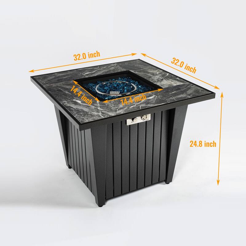 32inch Outdoor Square Propane Fire Pit Table