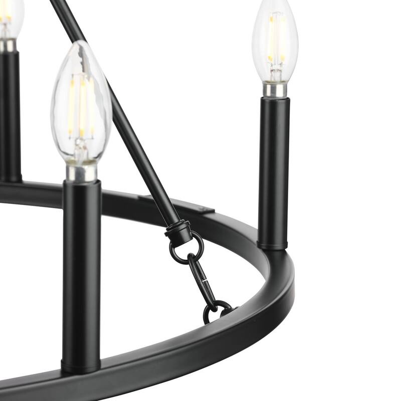 Gilliam Collection Six-Light Matte Black New Traditional Chandelier - 27.62 in x 27.62 in x 24.87 in