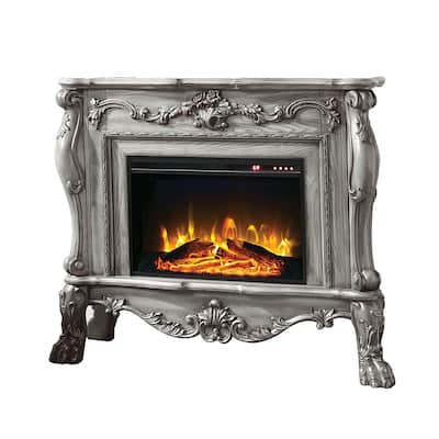 Ally 47 Inch Classic Electric Fireplace, Scrolled Trim, Remote, Timer, Gray