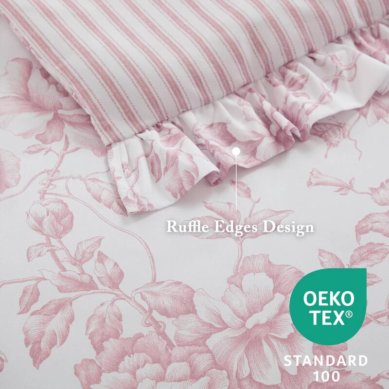 5 Pieces Full/Queen Comforter Set with Decorative Pillows