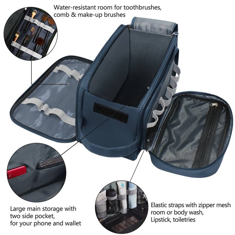 PU Leather Toiletry Bag for Men - Water-Resistant Travel Dopp Kit for Grooming, Shaving, Cosmetics & Accessories