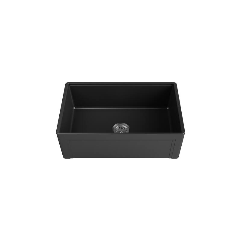 Devon 30 in. Fireclay Workstation Reversible Farmhouse Kitchen Sink - Black