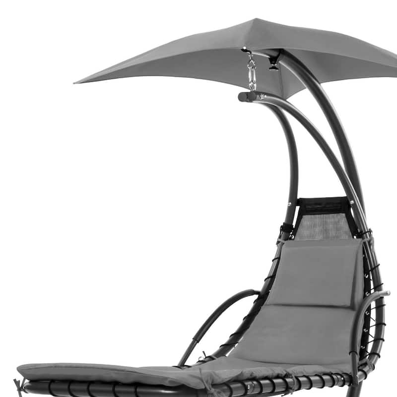 Polyester Hammock Chair Porch Swing with Canopy and Cushion - 73"(L) × 46"(W) × 78"(H)