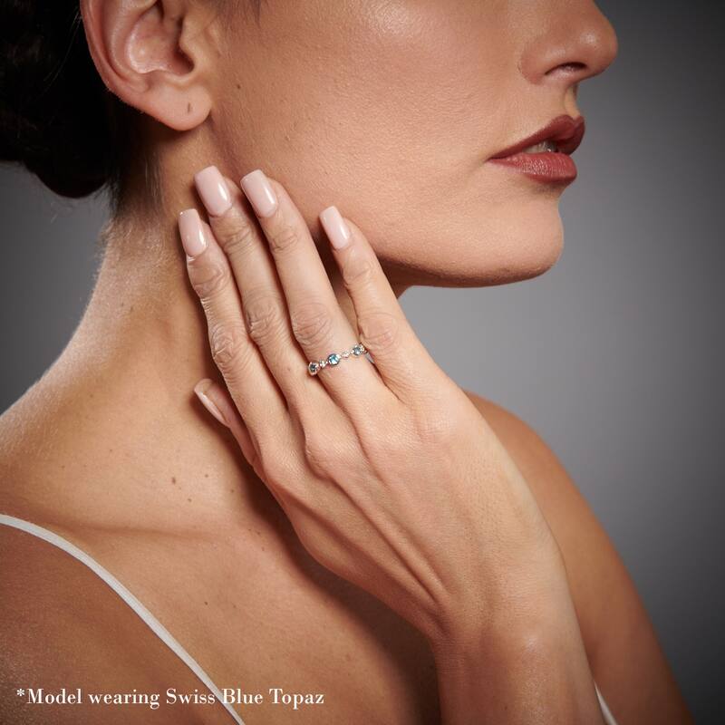 Yellow Tone Citrine Tiara Stackable Ring in Sterling Silver