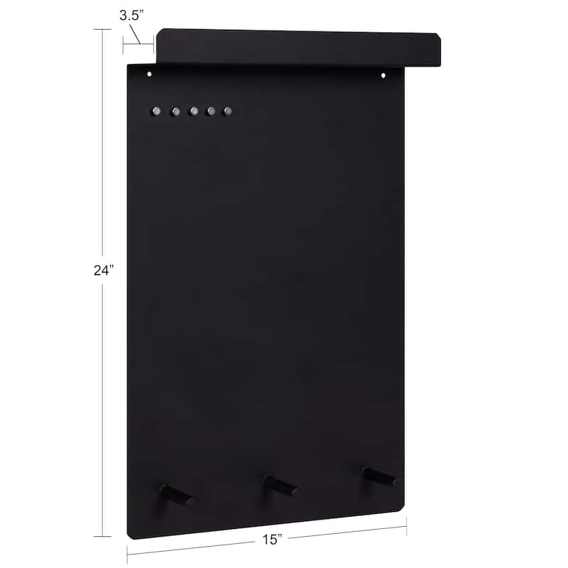 Kate and Laurel Mezzo Magnetic Wall Organizer with Hooks - 15x24
