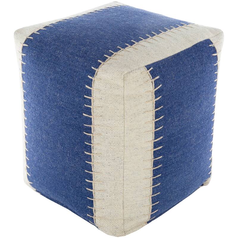 Yianni Farmhouse Stripe 16-inch Square Pouf