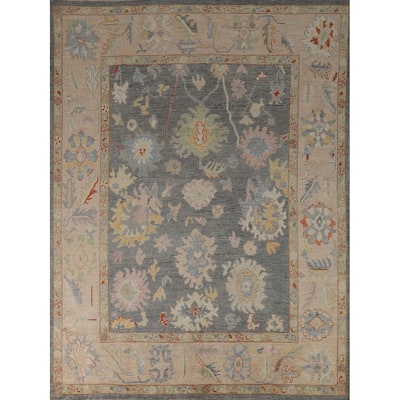 Oushak Turkish Area Rug Vegetable Dye Floral Handmade Wool Carpet - 8'0" x 9'10"