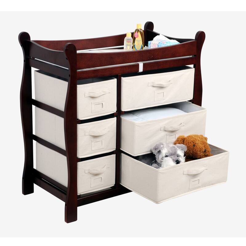 Sleigh Style Baby Changing Table with Six Baskets