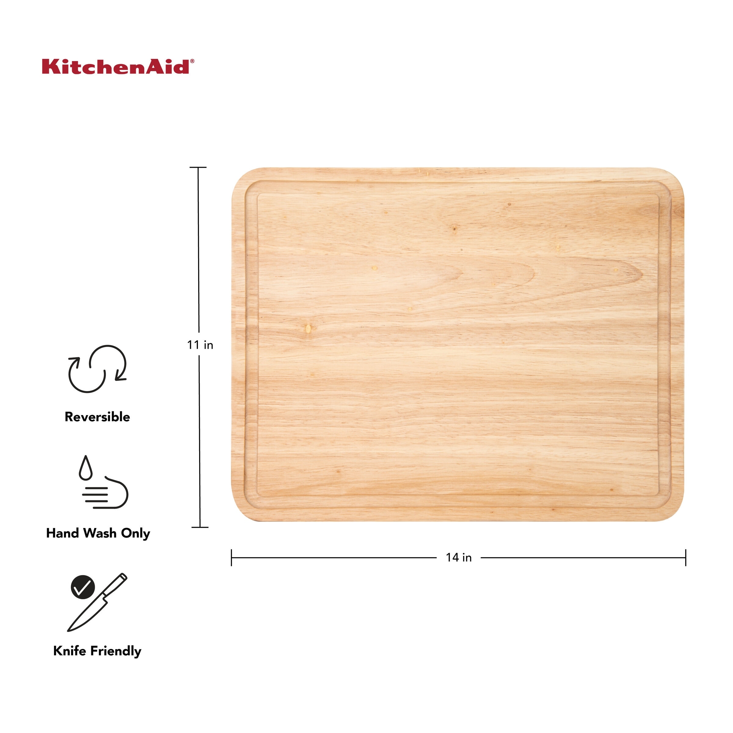 KitchenAid Classic Wood Cutting Board | 11 x 14