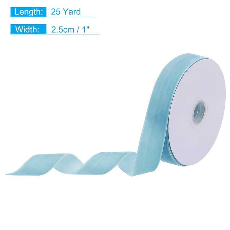 Velvet Ribbon Single Face Spool Silky for Gift Wrapping Bow Decoration - Sky Blue - 1 Inch x 25 Yard