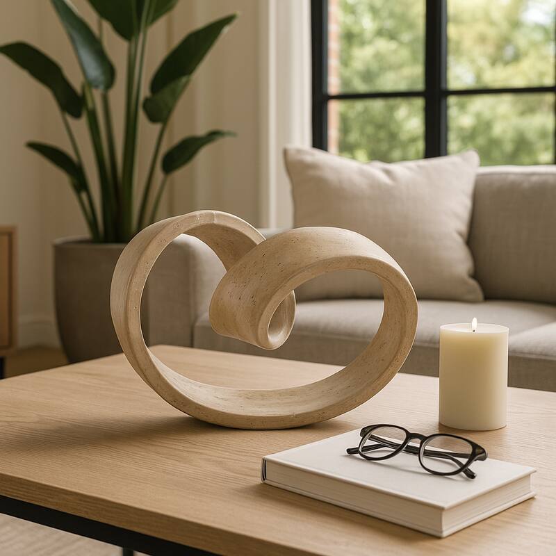 Resin Decorative Object Spiral Ribbon Design Modern Accent - 7" Tan - 11.5" x 6.5" x 7" - Tan - 11.5" x 6.5" x 7"