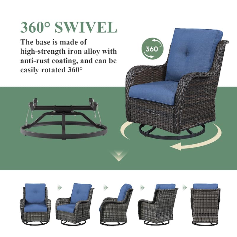 Gymojoy Patio Swivel Chair Rocking Chair Set