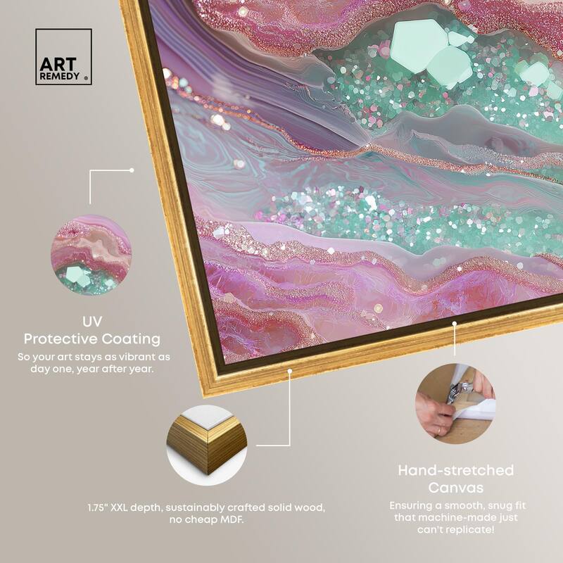 Pink and Mint Crystal II Canvas by Art Remedy