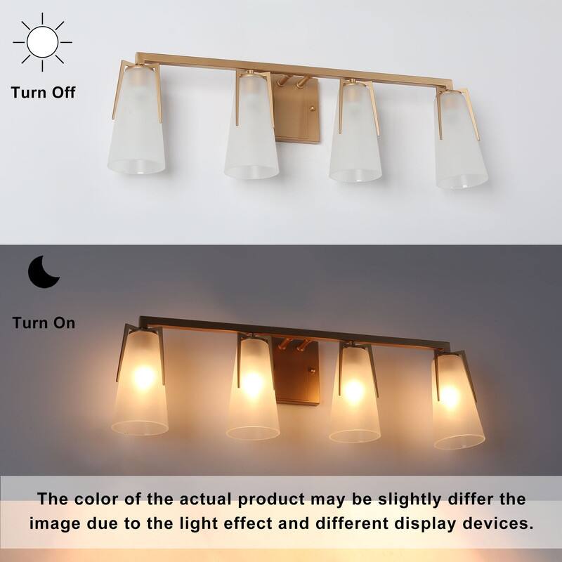 Modern Glam Frosted Glass Bronze Gold Bathroom Vanity Lights Dimmable Wall Sconces