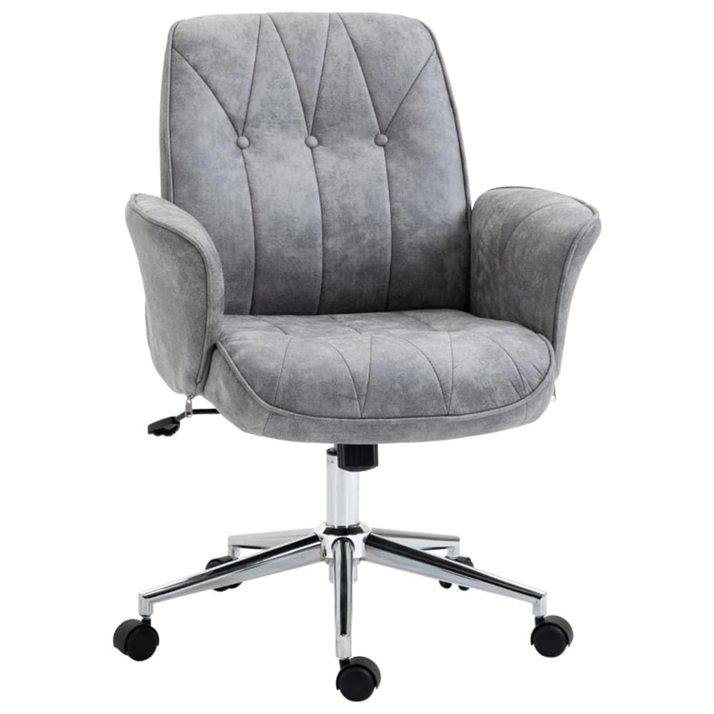 Light Grey Ergonomic Office Chair Adjustable Height Swivel with Wheels Microfiber Fabric - 26.5" x 27.25" x 36.25"