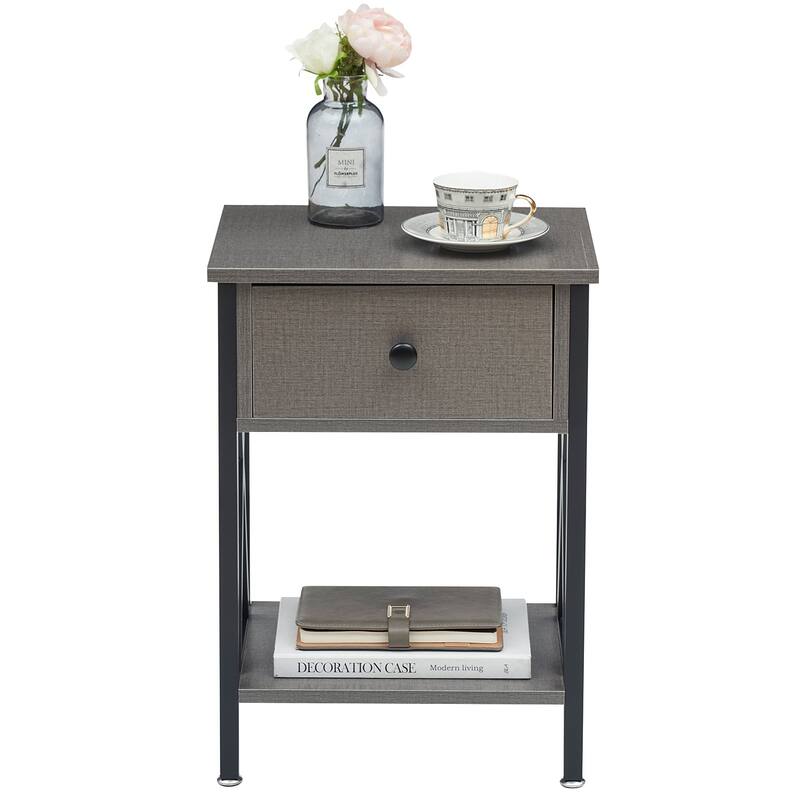VECELO Mid Century Modern Nightstand with Storage Shelves, Set of 2 Nightstands, End Table/Side Table