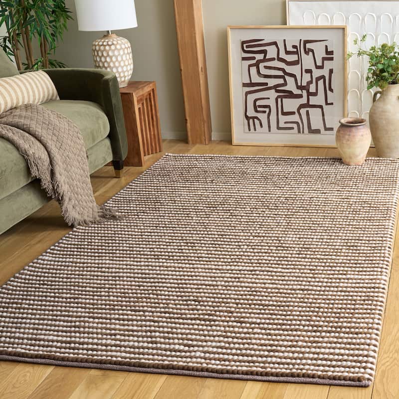 SAFAVIEH Handmade Natura Kinuko Wool Rug - 5' x 8' - Ivory/Rust Brown